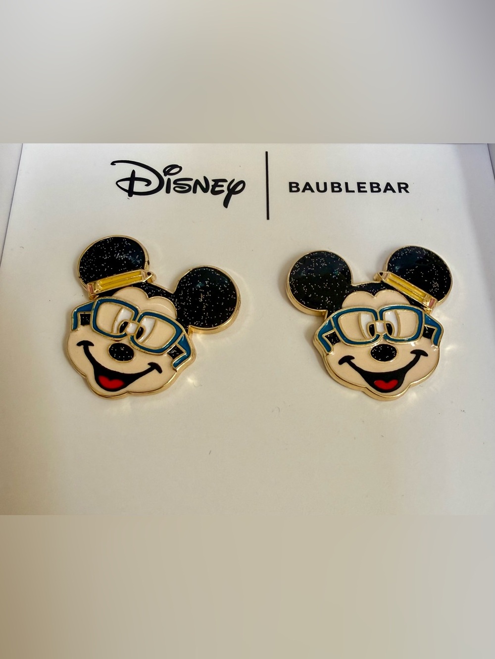 Disney Mickey Mouse Enamel Stud Earrings - Black, Blue & Red